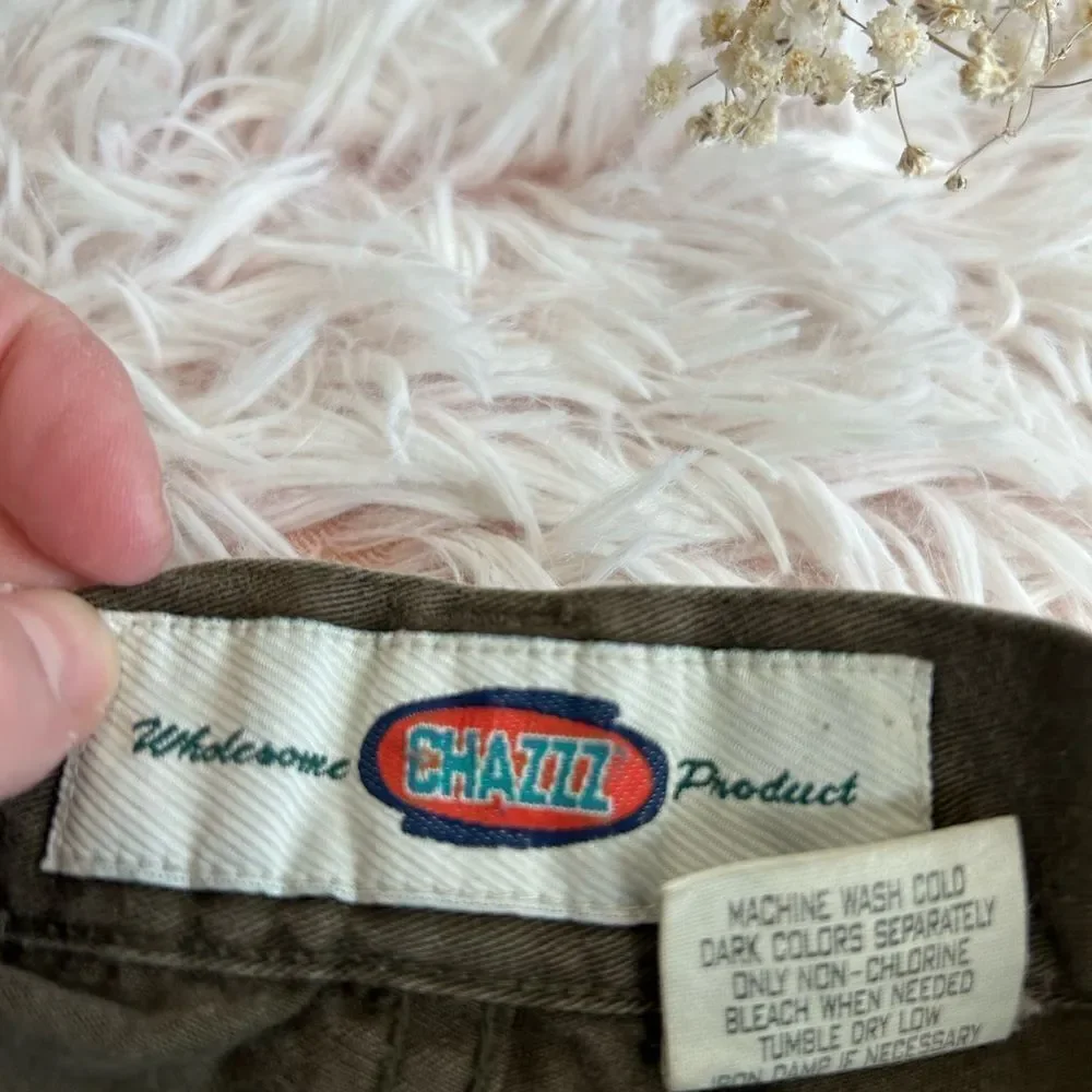 Chazzz‎ 90s Y2K Vintage Olive Army Green Utility Cargo Shorts Sz 7 Outdoor